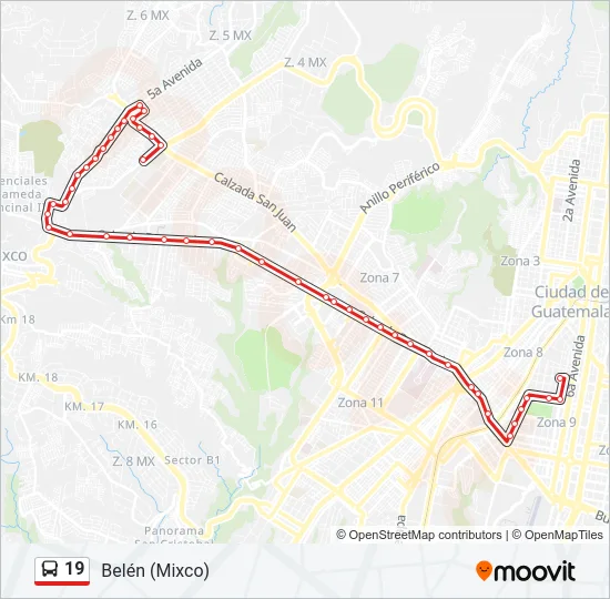 19 Bus Line Map