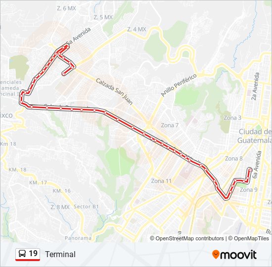 19 bus Line Map