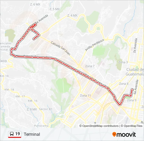 19 Bus Line Map