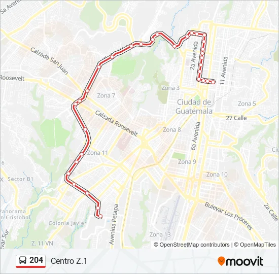 204 Bus Line Map