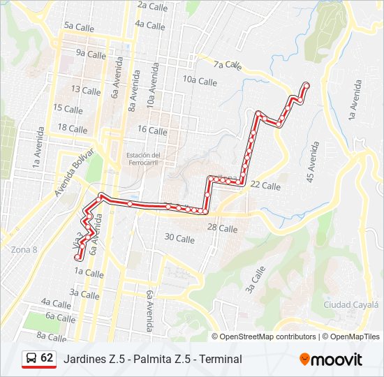 62 bus Line Map