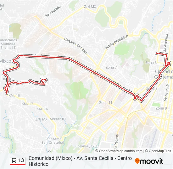 13 Bus Line Map