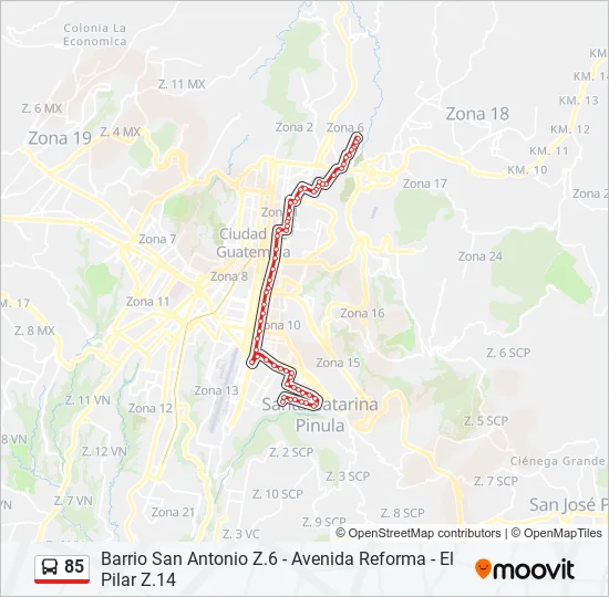 85 Bus Line Map