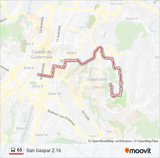 65 Bus Line Map
