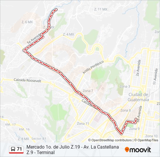 71 bus Line Map