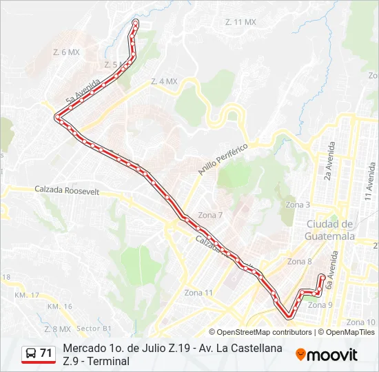 71 Bus Line Map
