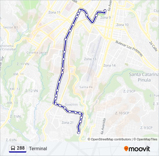 Mapa de 288 de autobús