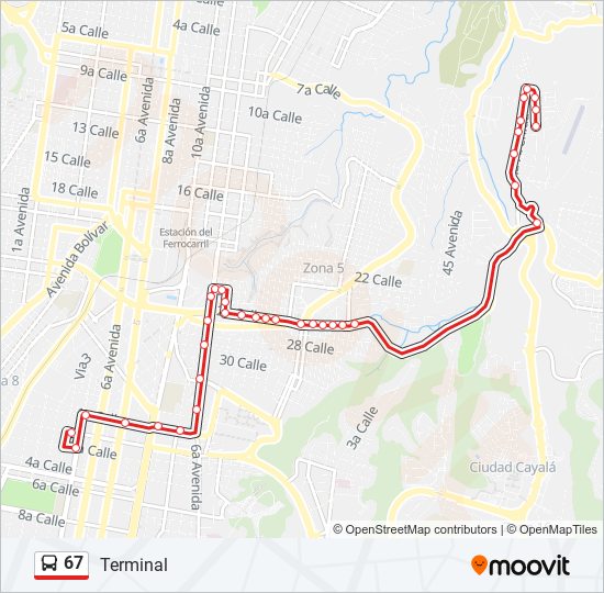 67 bus Line Map