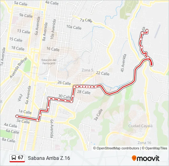 67 Bus Line Map