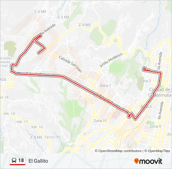 18 Bus Line Map