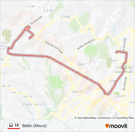18 Bus Line Map