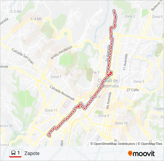 1 Bus Line Map