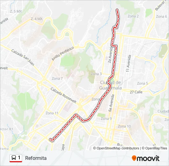 1 Bus Line Map