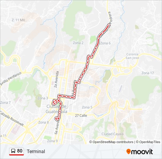 Mapa de 80 de autobús