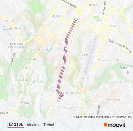 Mapa de 21SE de autobús