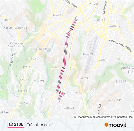 Mapa de 21SE de autobús