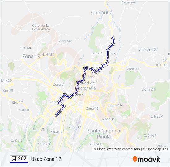 Mapa de 202 de autobús