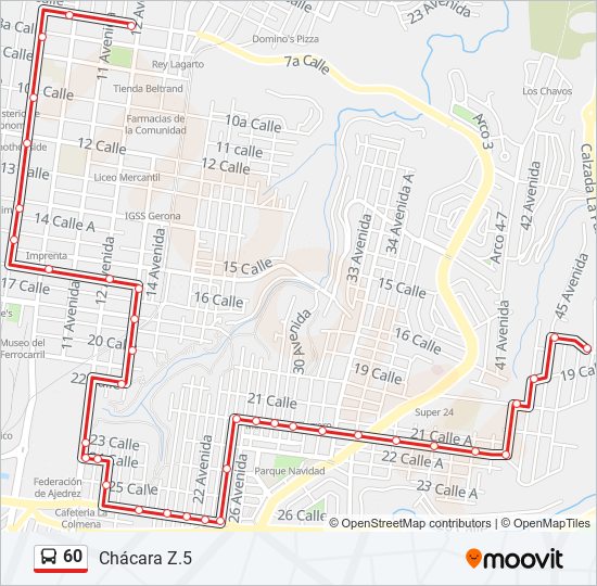 Mapa de 60 de autobús
