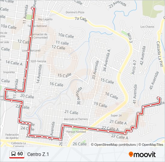 Mapa de 60 de autobús