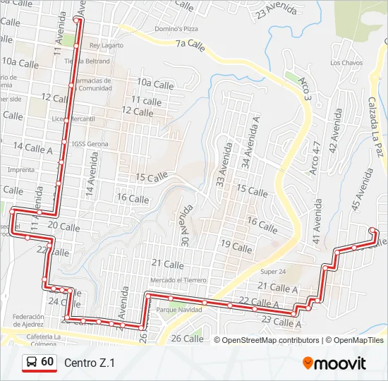 60 Bus Line Map