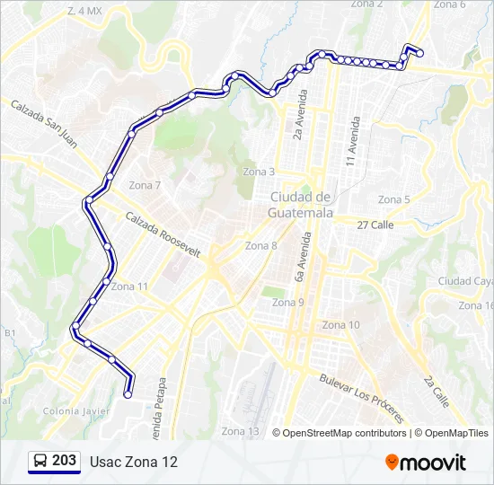 203 Bus Line Map
