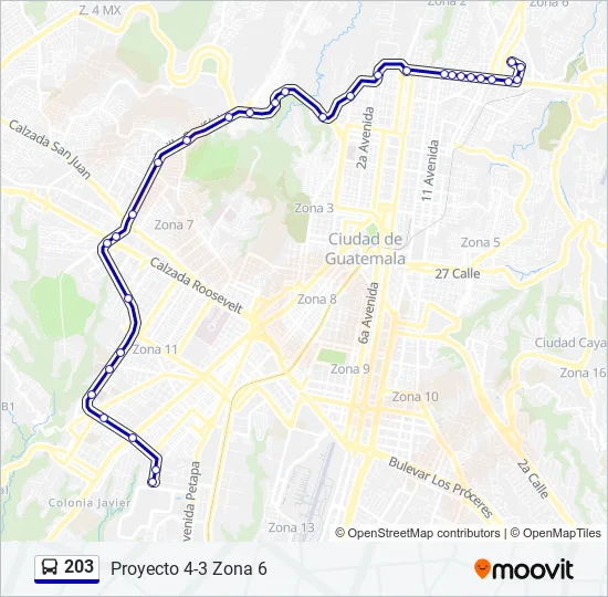 203 Bus Line Map