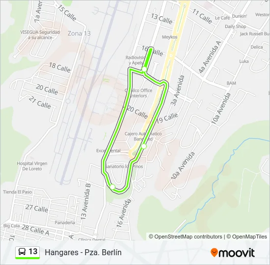 13 Bus Line Map
