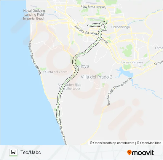 ROSARITO - 5Y10 - UABC - TEC Bus Line Map