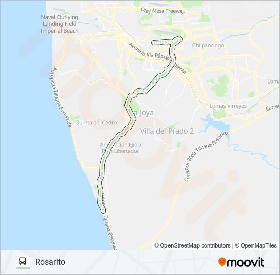 ROSARITO - 5Y10 - UABC - TEC bus Line Map