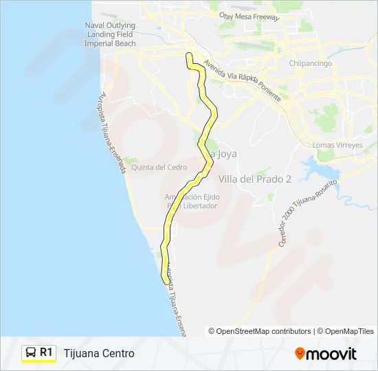 R1 Bus Line Map