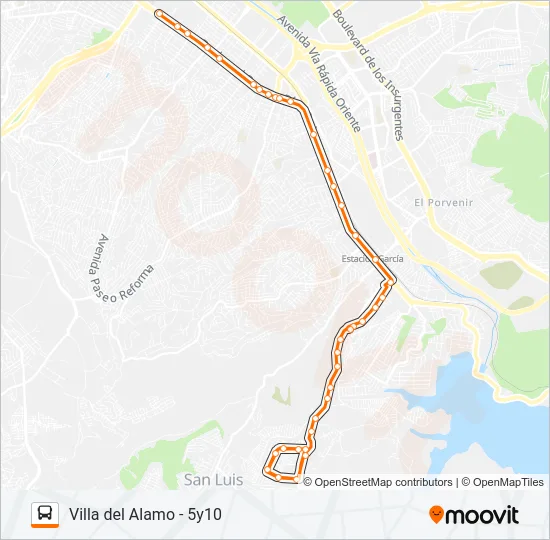 VILLA DEL ALAMO - 5Y10 Bus Line Map