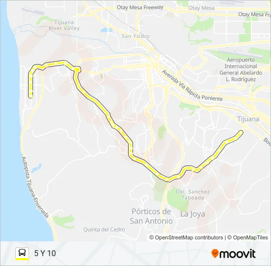 PLAYAS - 5 Y 10 Bus Line Map