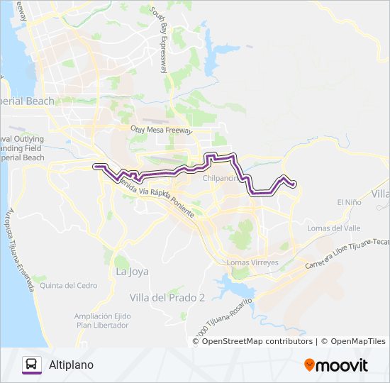 CENTRO-UABC-ALTIPLANO bus Line Map