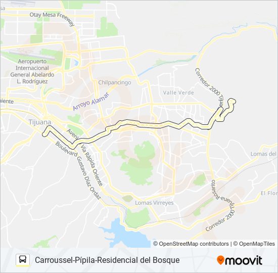 CARROUSSEL-PÍPILA-RESIDENCIAL DEL BOSQUE bus Line Map