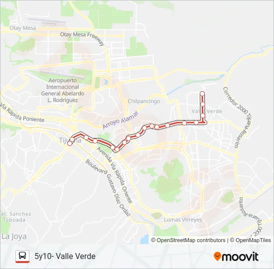 5Y10- VALLE VERDE Bus Line Map