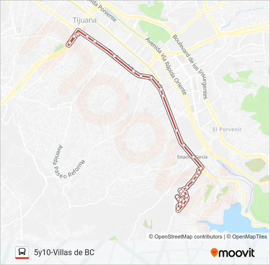 5Y10-VILLAS DE BC Bus Line Map