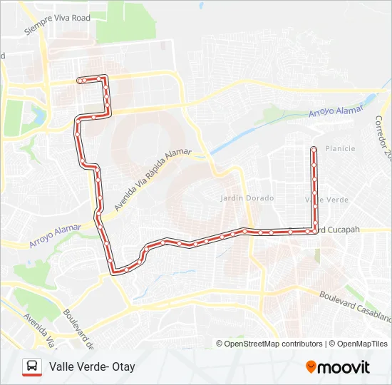 VALLE VERDE- OTAY Bus Line Map