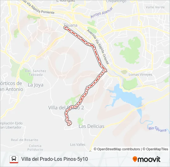 VILLA DEL PRADO-LOS PINOS-5Y10 Bus Line Map