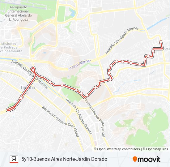 Mapa de 5Y10-BUENOS AIRES NORTE-JARDÍN DORADO de autobús