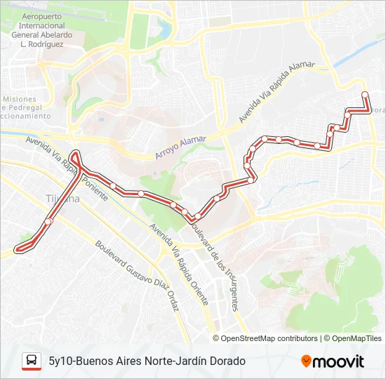 5Y10-BUENOS AIRES NORTE-JARDÍN DORADO Bus Line Map