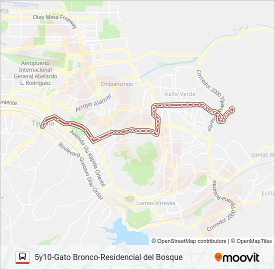 5Y10-GATO BRONCO-RESIDENCIAL DEL BOSQUE Bus Line Map