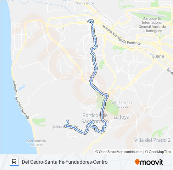 Mapa de DEL CEDRO-SANTA FE-FUNDADORES-CENTRO de autobús