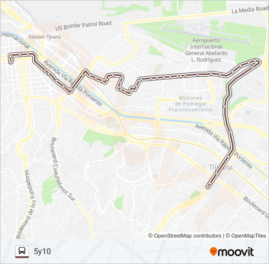 CENTRO-UABC-5Y10 bus Line Map