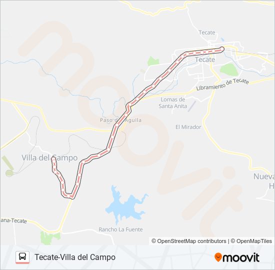 TECATE-VILLA DEL CAMPO bus Line Map