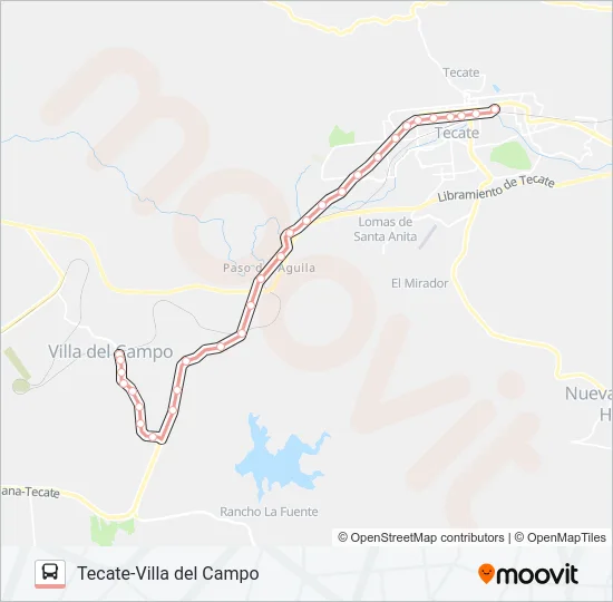 TECATE-VILLA DEL CAMPO Bus Line Map