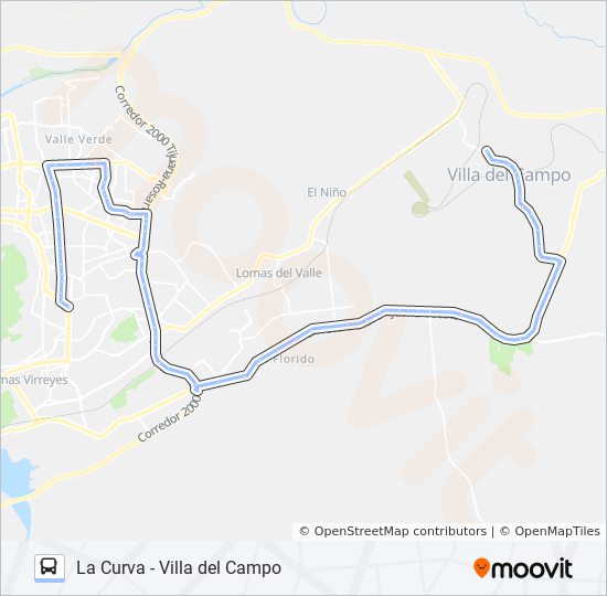 LA CURVA - VILLA DEL CAMPO bus Line Map