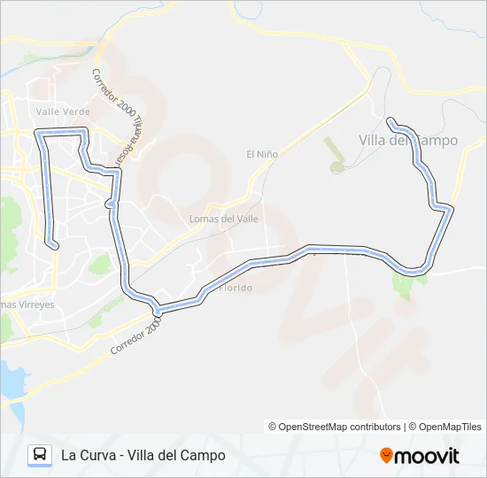 LA CURVA - VILLA DEL CAMPO Bus Line Map