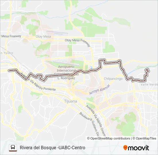RIVERA DEL BOSQUE -UABC-CENTRO Bus Line Map