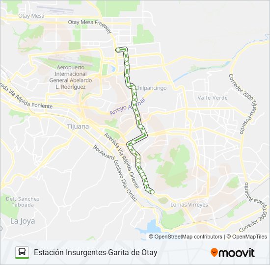 ESTACIÓN INSURGENTES-GARITA DE OTAY bus Line Map
