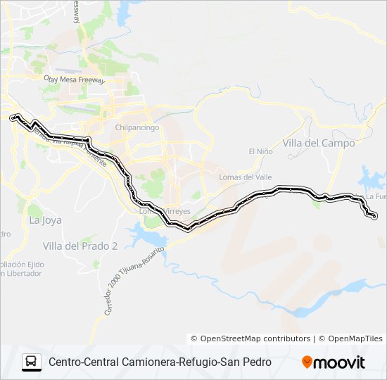 CENTRO-CENTRAL CAMIONERA-REFUGIO-SAN PEDRO bus Line Map